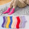 Candy Color Socks Warm Socks Plush Socks Female Coral Fleece Mid Calf Floor Socks Women's Socks
