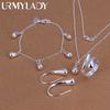 URMYLADY 925 Sterling Silver Wedding Women High-quality Classic Drop Bracelets Earrings Necklace Rings Fashion Jewelry Sets