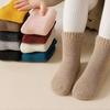 1 Pair 30% Cashmere Warm Furry Kids Sock Chic Solid Color Calf Sock for Children Thicken Fleece Wool Autumn Winter Warm Sock
