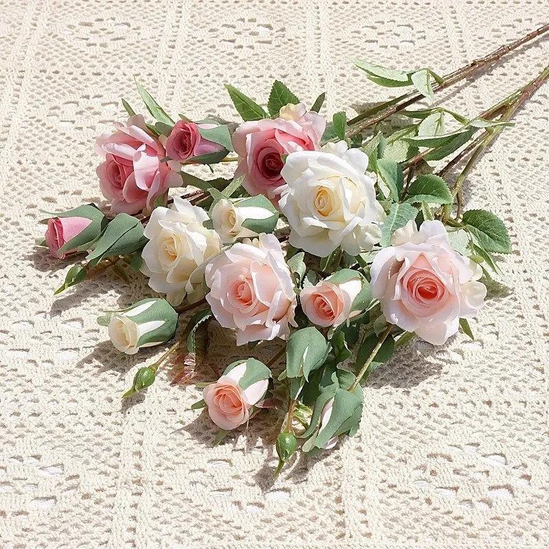 A Bouquet Of Simulated Roses, Home Living Room Decoration Flowers, Wedding Gardening Cloth Set Simulation Flowers