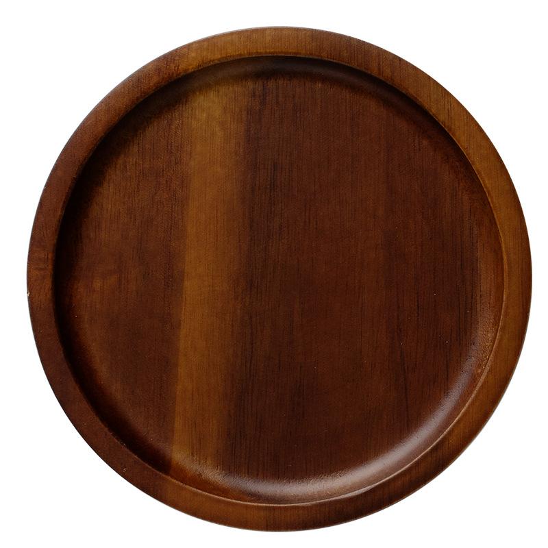 Ins Style Wooden Tray Round Japanese Tea Plate Dinner Plate Dessert Plate Storage Plate Cake Inventory Heart Plate