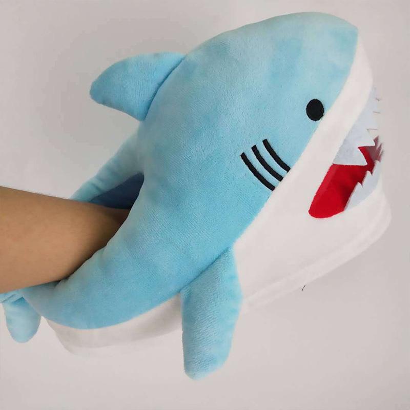 Cool Cartoon Men's Shark Slippers Design Boys Flurry Slides For Men Indoor Shoes Winter Man Slippers 2024 New Arrivals