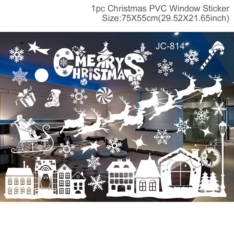 Cartoon Christmas Window Glass Stickers 2025 Christmas Decoration for Home Living Room Wall Decor 2025 Happy New Year Stickers