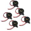 Electronic Buzzer Alarm 5 Pieces DC Circular Continuous Sound 2 Cables Black 3-24V 75-85dB