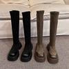 Thick-soled Knight Boots Women's 2025 New Models, Early Autumn, But Knee-high Boots, Thin Elastic Thin Boots, Long Boots