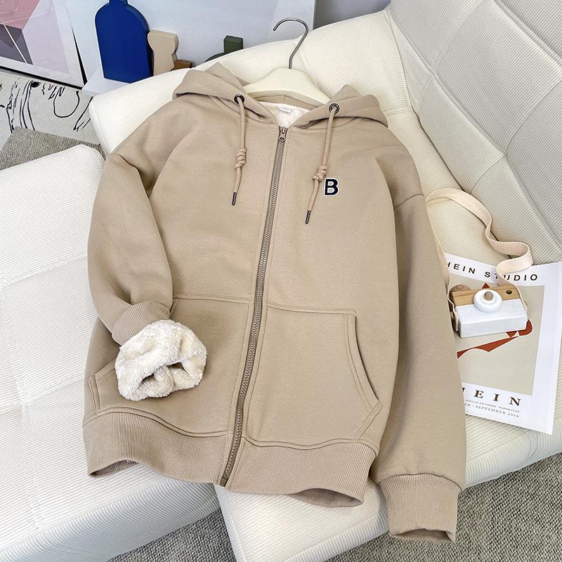 Women's Winter Lining Padded Thickened Jacket Plus Size Loose Hooded Warm Jacket