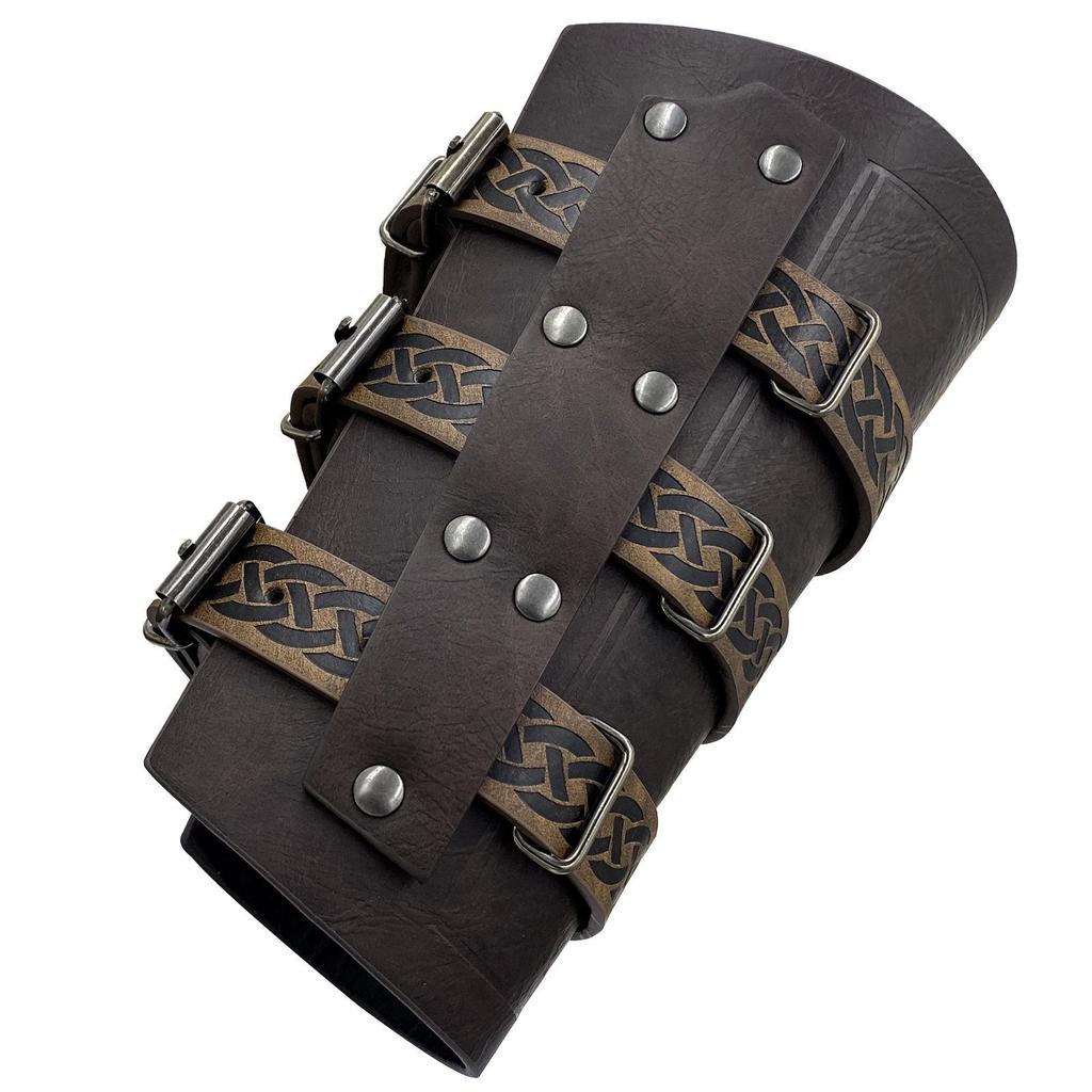 Medieval European Knight Arm Guard with Three-Band Design for Cosplay