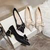 Bow Thick Heel High Heels French Evening Shoes Fashion with Skirt Single Shoes 2025 Summer and Autumn New Temperament Versatile