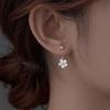 Banyan Tree S925 Silver Diamond Flower Round Bead Back-Hanging Earrings for Women - High-End Korean Trend.