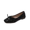 Fashion Slip On Shoes For Women Bow-Knot Square Toe Shallow Mouth Female Footwear Autumn Slip-on Moccasin Butterfly Dress Fall Glitter B