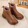 Thick And Warm Cotton Shoes Women's Winter 2024 New Leather Anti Slip Low Heel Plush Short Boots