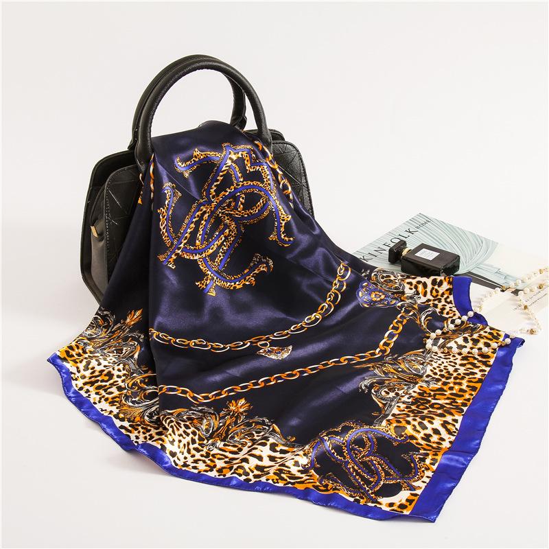 90cm Square Shawls Women Hijab Scarf For Hair Fashion Print Kerchief Neck Scarves Female Silk Satin Bag Scarfs For Ladies Banada