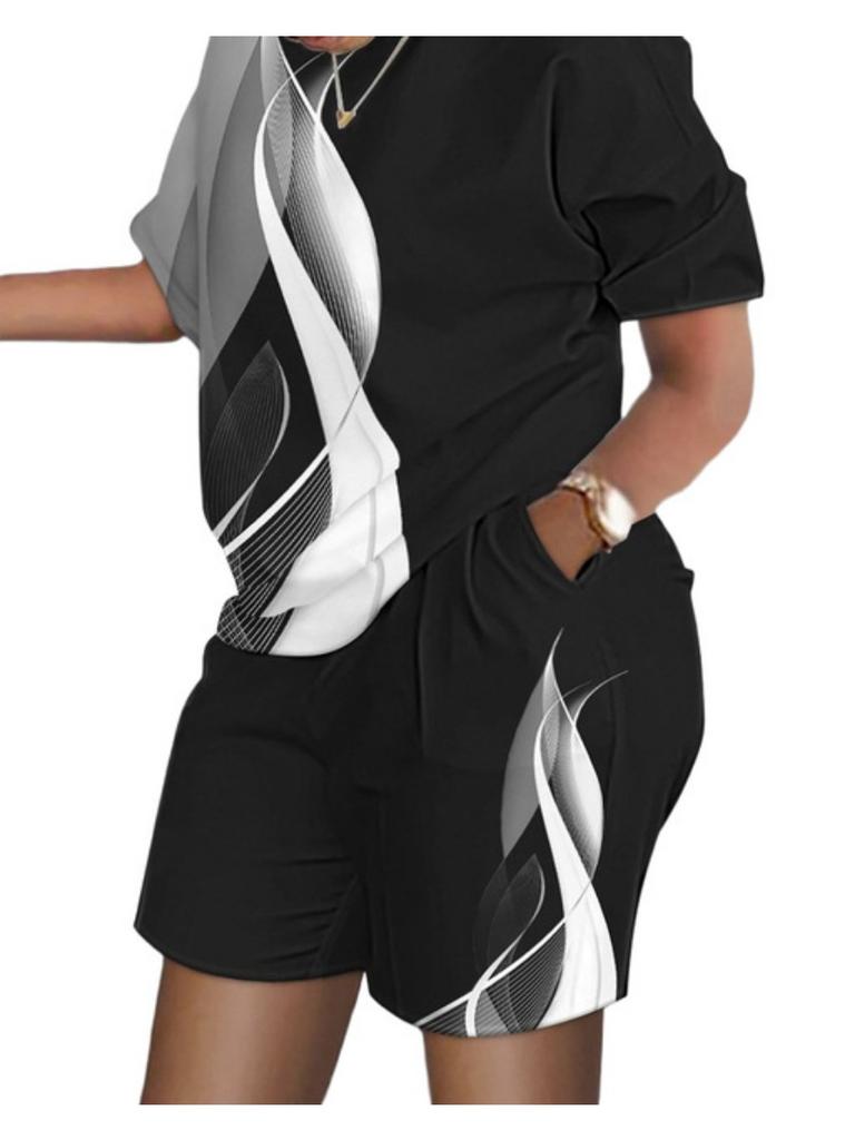 Summer Popular 3d Printed T-shirt+Shorts 2 Piece Sets Fashion Casual Womens Short Suit Soft Jogging Tracksuit Trend Outfits Clothing