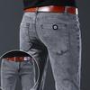 Fashion Jeans Men Straight Grey Middle Waist Pants Denim Trousers