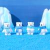 4-Pack Resin Polar Bear Figurines with Scarves, Miniature Iceberg Scene Decor, Freestanding Outdoor Decorations, DIY Snowscape and Garden Decoration
