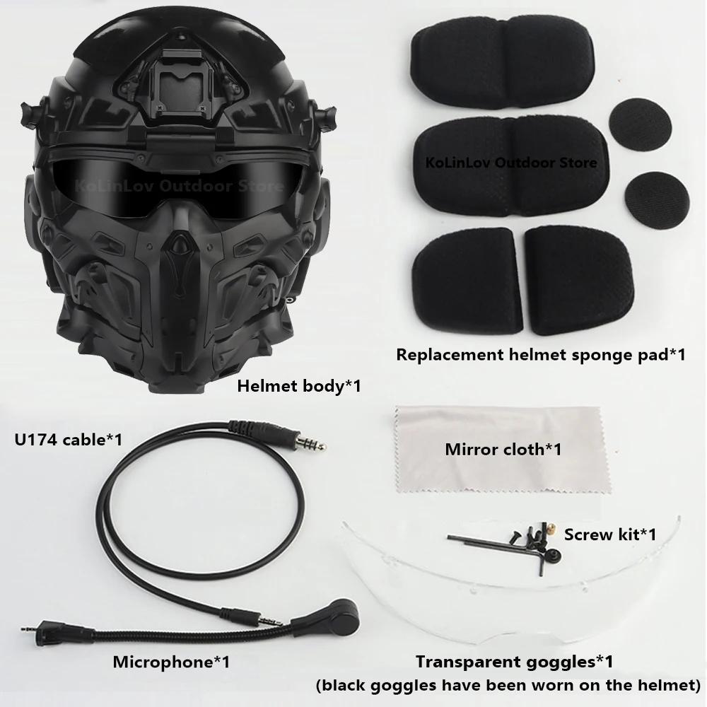 NEW W-Ronin Assault Helmet Tactical FAST Helmet Built-in Communication Headset Anti-fog Fan Detachable Mask Replacement Lens