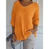 JPNTKY Women's Fashion Casual Solid Color Print Autumn Winter Long Sleeve V-Neck Loose Sweaters