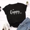 Summer Women's Loose Round Neck Printed Happy Heart-shaped Pure Cotton Short Sleeved T-Shirts Women’s