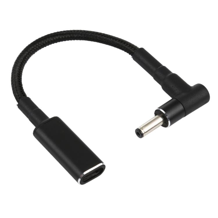 PD 100W 18.5-20V 4.0 X 1.35mm Elbow To USB-C / Type-C Adapter Nylon Braid Cable