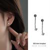 Banyan Tree S925 Silver Zircon Ear Wire Earrings - Unisex Black Japanese & Korean Hip-Hop Style.