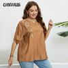 Summer Women's Shirt Plus Size Embroidery Literary Loose Casual Tops