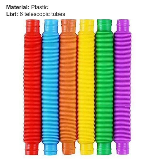6Pcs Flexible Tube Toys Sensory Tactile Stimulation Inspiring Stress-relieving Pipe Toys for Kids