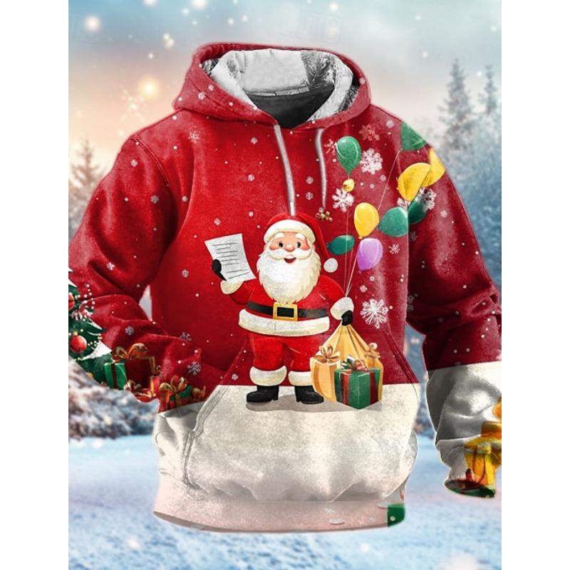 Santa Claus Men's Fashion 3D Print Hoodie Holiday Streetwear Christmas Hoodies Hooded Front Pocket Designer Hoodie Sweatshirt