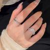 Super Flash Zircon Staggered Open Ring Women'S Light Luxury Niche High Sense Fashion Temperament Commuting Versatile Ring Ring