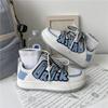 Contrast Design Sneakers Spring Women's Haze Blue Breathable College Style Casual Sports Shoes Women Trendy Boards Shoes