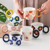 450ml Porcelain Espresso Coffee Cups Creative Flower Drink Beer Mugs Ceramic Handle Tea Water Tumbler Office Kitchen Tableware