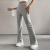 Women Pants High Waist Solid Color Ribbed Casual Trousers Slim Fit Spring