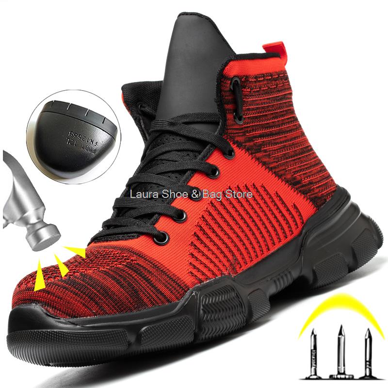 Indestructible Ryder Shoes Men Steel Toe Cap Work Safety Shoes Puncture-Proof Lightweight Breathable Sneakers Black Work Boots