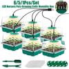 5Pcs/Set Plant Growing Tray Set LED Light Nursery Pots Growing Cells Humidity Box Adjustable Greenhouse Germination Kit Garden Yard Sowing Tray Tools