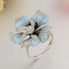 Women Rhinestone Inlaid Enamel Flower Finger Ring Jewelry Valentine Day Gift