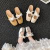Fashion Baotou Flat Shoes Women Fashion Square Head Shallow Mouth Lace Lace-up Butterfly Knot Soft Sole Non-slip Slippers