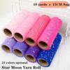 10 Yards Star Moon Laser Sequined Tulle Roll Organza Party Decoration Mesh Organza Skirt Accessories DIY LXY
