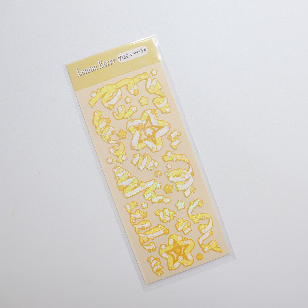 Korean Popular Star Ribbon Laser Sticker PET Bottom Seamless Sticker Goo Card Decoration DIY Material Sticker