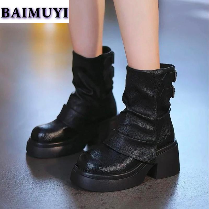 Platform High Heels Women Ankle Boots Fashion Shoes 2025 Trend Winter New Goth Chunky Chelsea Boots Leisure Pumps Mujer Botas