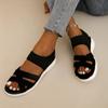 Sandals for Women Summer 2024 Cross Belt Thick Sole Wedges Sandales Femmes Casual Mesh Peep Toe Large Size Slip On Women's Shoes