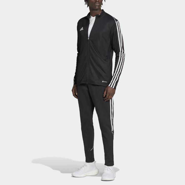 Adidas Solid Logo Print Long Sport Pants Men Bottoms Black HS3611