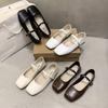 Square Head Shallow Mouth Single Shoes Women's 2025 New with Skirt Gentle Shoes Soft Flat Mary Jane Small Leather Shoes