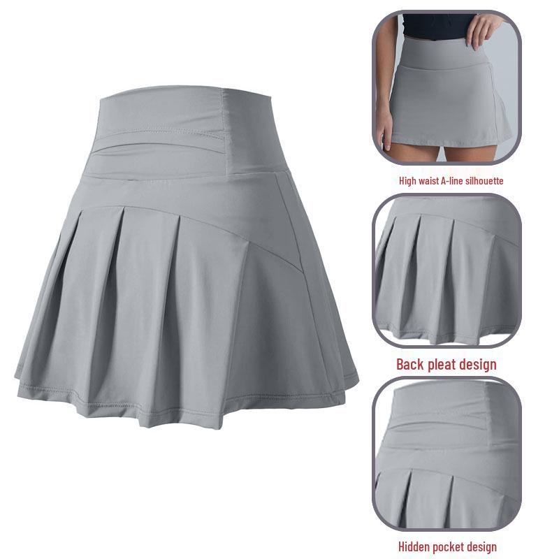 High-Waist Quick-Dry Tennis & Yoga Skort with Built-In Shorts