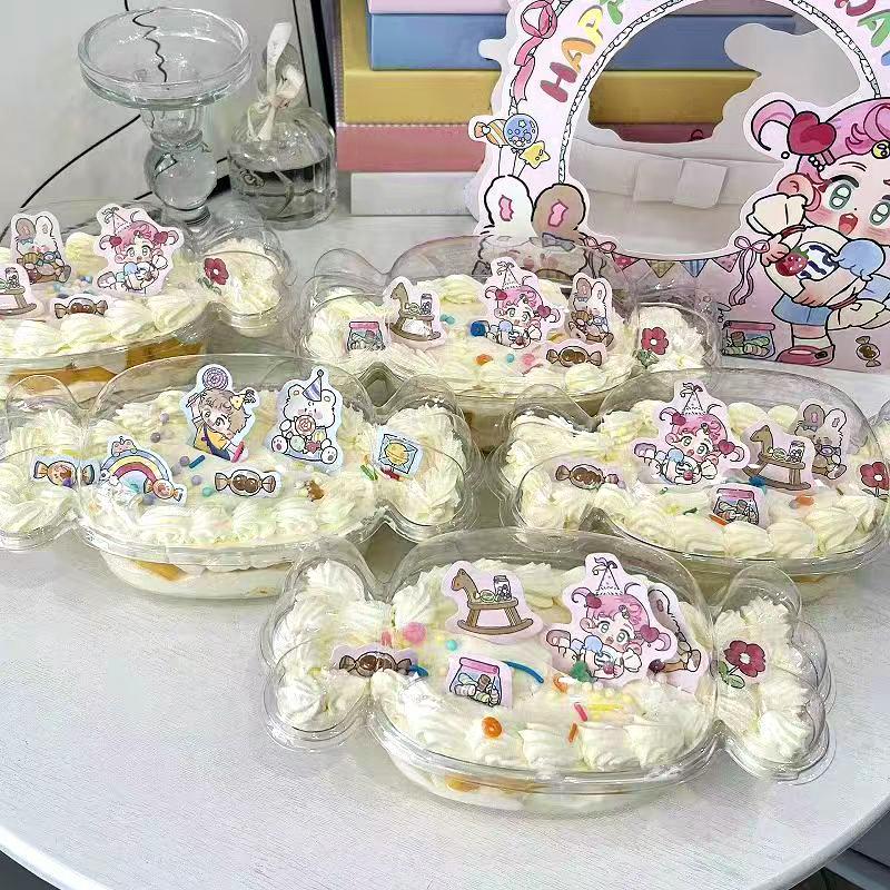10 Pieces of Candy Style Transparent Takeaway Box Packaging Box Transparent Blister Candy Shaped Mousse Cake Box Disposable 21*10cm