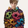 Ultra-Cute & Cozy 3D Skull Print Hoodie for Boys - Fashionable Sweatshirt with Vivid Design - Perfect for Keeping Your Little Prince Warm and Stylish!