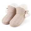 Fashion Comwarm Fur Fuzzy Snow Boots For Women Knit Plush Winter Slippers Non-slip Furry Flat Ankle Boots Warm Fluffy House Cotton Shoes
