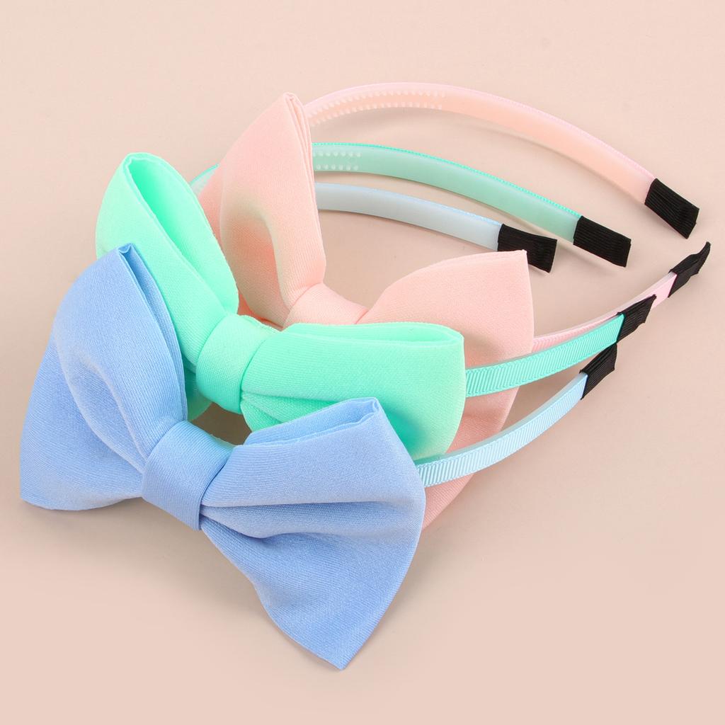 3pcs Fabric Bows Headbands for Girls Plastic Teeth Hairbands 4inch Hair Bows with Headband Children Kids Hair Accessories