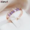 Kinel Sparking Purple Zircon Luxury Rings For Women Rose Gold Color Fashion Fine Jewelry