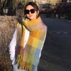 Versatile Four Color Cashmere Scarf Long Tassel Rainbow Winter Plaid Shawl Gradient Tie Dye Scarf