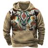 Vintage Men Hoodies Sweatshirt Outdoor Streetwear Men's Ethnic Print Loose Pullovers Pocket Hoodie Oversized Tees Men's Clothes