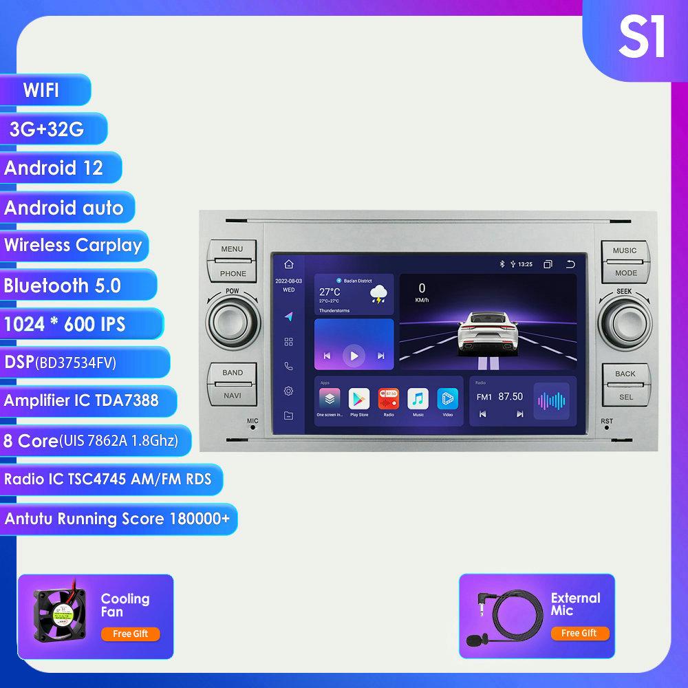 Car Radio Hizpo 2din 7''Android AutoRadio GPS for Ford Mondeo S-max Focus C-MAX Galaxy Fiesta Transit Fusion Connect Kuga Multimedia Navi Carplay Auto